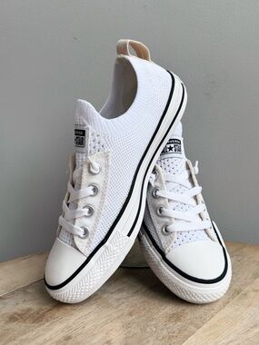 Converse All Star Shoreline Knit Slip On Size 7 White Egret Stretch Sneakers